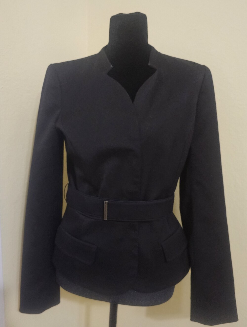 Anne Klein Black Belted Peplum Blazer